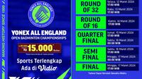 Jadwal Live Streaming BWF All England 2024 di Vidio Pekan Ini, 12-17 Maret 2024. (Sumber: dok. vidio.com)