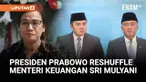 Mensesneg Prasetyo Hadi didampingi Sekretaris Kabinet Teddy indra Wijaya mengumumkan sejumlah menteri Kabinet Merah Putih yang terkena reshuffle pada Senin (8/9/25) sore.