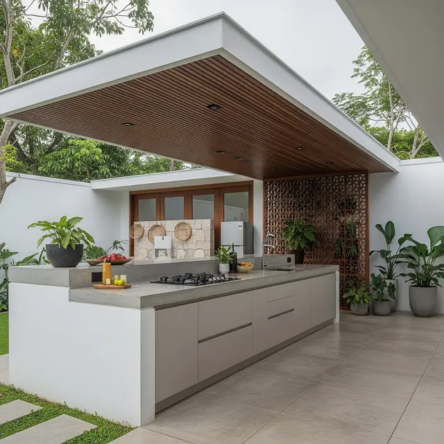 Desain Dapur Semi Outdoor Anti Tempias Hujan untuk Rumah Minimalis