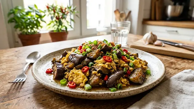 Resep Terong Tumis Telur untuk Menu Sederhana Tanpa Daging/AI Generated
