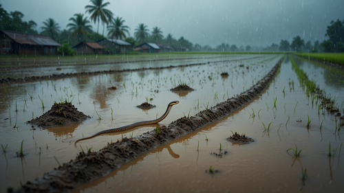 Ular Sawah Sering Masuk Rumah saat Musim Hujan (Foto: Reve Art AI)