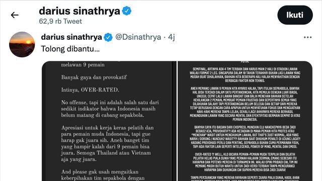 Unggahan Darius Sinathrya. (Foto: Dok. Instagram @darius_sinathrya)