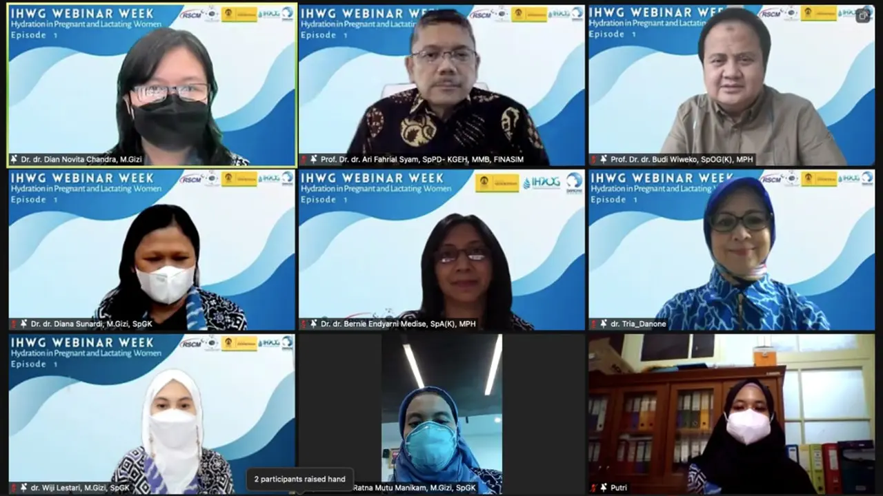 Webinar Week 2021 bertema "Hydration During New Era of Pandemic" hasil kerja sama IHWG dengan Danone-AQUA, Rabu (28/10/2021). (Istimewa)