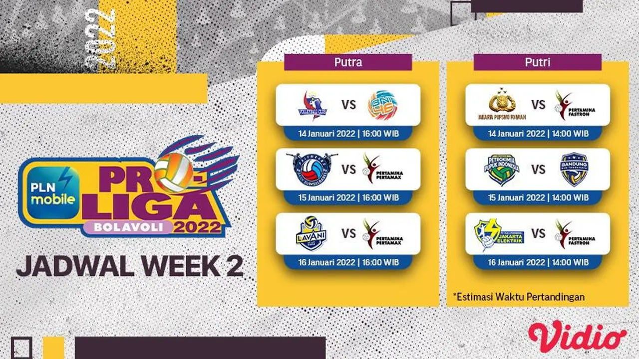 Jadwal Lengkap PLN Mobile Proliga 2022, Mulai 14-16 Januari Live Vidio