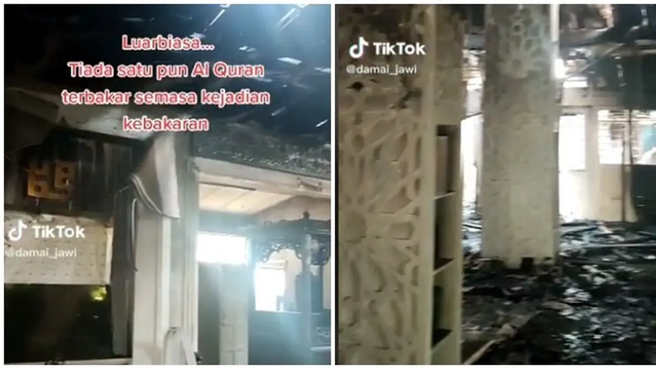 Video Rak Berisi Al-Quran Tetap Utuh di Masjid yang Terbakar Ini Jadi Sorotan