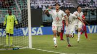Bek Timnas Maroko U-17, Saifdine Chlaghmo mencetak gol ke gawang Panama U-17 di Grup A Piala Dunia U-17 2023 Indonesia hari Jumat (10/11/2023). Ini merupakan gol perdana pada ajang Piala Dunia U-17 2023. (Bagaskara Lazuardi/Bola.com)