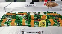 Barang bukti narkoba dari Malaysia berupa 19 kilogram sabu sitaan Polda Riau. (Liputan6.com/M Syukur)