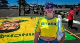 Suporter Brasil sudah ramai di New York New Jersey Stadium enam jam sebelum pertandingan pertama Brasil di Piala Dunia 2026 pada Minggu (14/06/2026) dini hari WIB. (Bola.com/Hery Kurniawan)