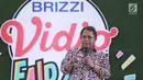 Menkominfo Rudiantara dalam acara Brizzi Vidio Fair 2017 di kawasan Jakarta, Sabtu (9/12). Dalam kesempatan itu, Menkominfo mengimbau kaum milenial untuk menggunakan layanan berbagai video buatan dalam negeri, Vidio.com. (Liputan6.com/Herman Zakharia)