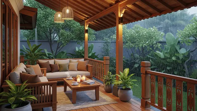 Inspirasi Teras Nyaman untuk Menikmati Hujan di Rumah/Gemini AI