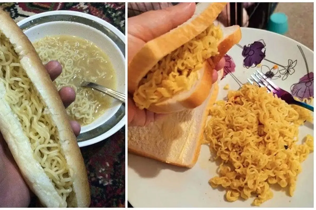 Tak Biasa, 6 Potret Cara Makan Mi Pakai Roti Ini Bikin Tepuk Jidat