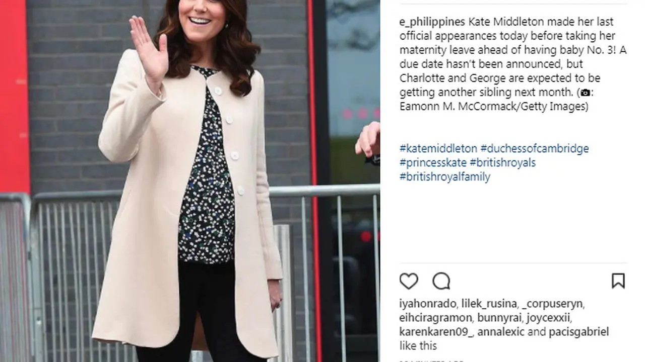Kate Middleton Tampil Santai Sebelum Cuti Melahirkan