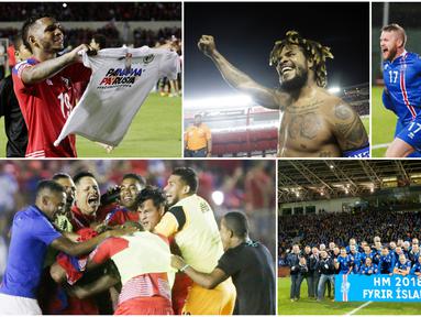 Berikut ini ekspresi kebahagiaan para pemain Islandia dan Panama setelah berhasil membawa negaranya lolos ke Piala Dunia untuk pertama kalinya. (Foto - foto Kolase AFP dan AP).