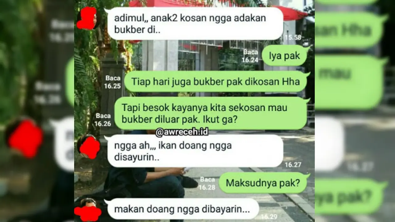 Bapak kos ini tak segan untuk menghubungi anak kosnya untuk sekadar bercanda.