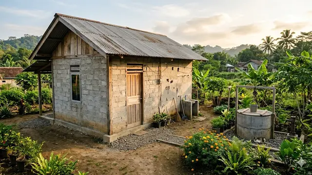 Desain Rumah di Desa Rp 50 Juta dengan Sumur di Belakang Rumah