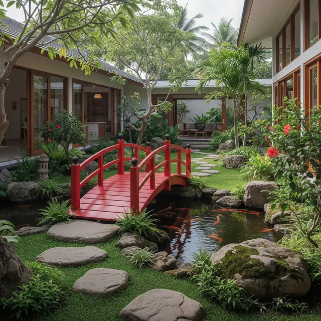 Model Taman Bergaya Jepang Tropis (AI Generated)
