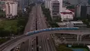LRT Jabodebek mencatat 78.287 pengguna saat peringatan HUT ke-80 Kemerdekaan Republik Indonesia pada Minggu 17 Agustus 2025. (merdeka.com/Arie Basuki)
