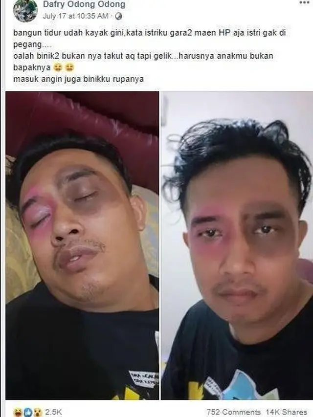 6 Potret Kocak Status Suami saat Dimarahi oleh Istri, Bikin Geleng Kepala