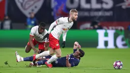 RB Leipzig berhasil mengalahkan Tottenham Hotspur saat bertandang ke London pada pertemuan pertama dengan skor tipis 1-0. (AFP/Ronny Hartmann)