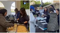 Potret Cinta Kuya Bagi Makanan untuk Korban Kebakaran LA. (Sumber: YouTube/Cinta)