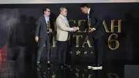 Perum Bulog meraih Anugerah Liputan6 2025 untuk kategori Anugerah Inspiratif Tahun 2025: &ldquo;Swasembada Pangan &ndash; Inovasi Logistik Pangan Digital Nasional&rdquo;, pada Kamis (16/10/2025) di Jakarta. (Dok Bulog)