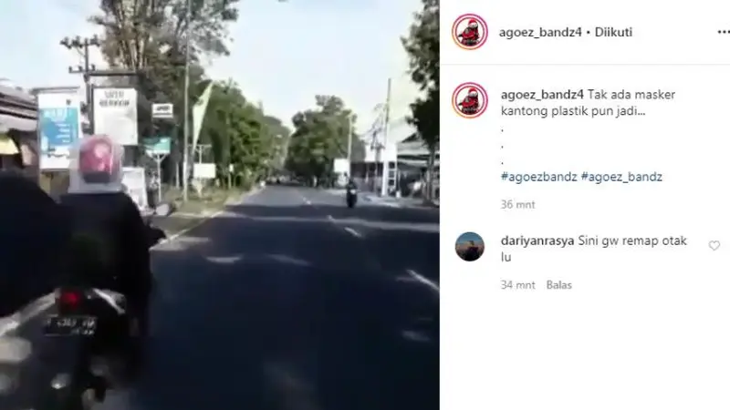 Pemotor Ini Pakai Kantong Plastik Untuk Bungkus Helm (Instagram))