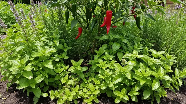 Tanaman Herbal di Dekat Pohon Cabai