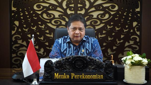 Menko Perekonomian Airlangga Hartarto dalam Webinar Peningkatan Produksi Susu Dalam Negeri Melalui Pengembangan Sapi Jersey Guna Mendukung Capaian Indikator Cetak Biru Persusuan Indonesia 2013-2025. (Dok ekon.go.id)