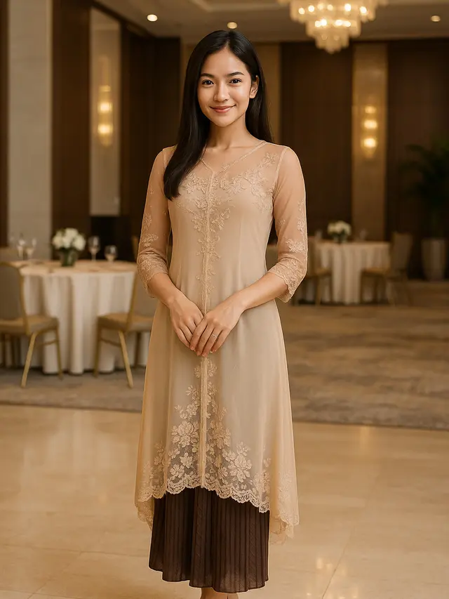 Model Kebaya Panjang tanpa Ekor untuk Berbagai Acara