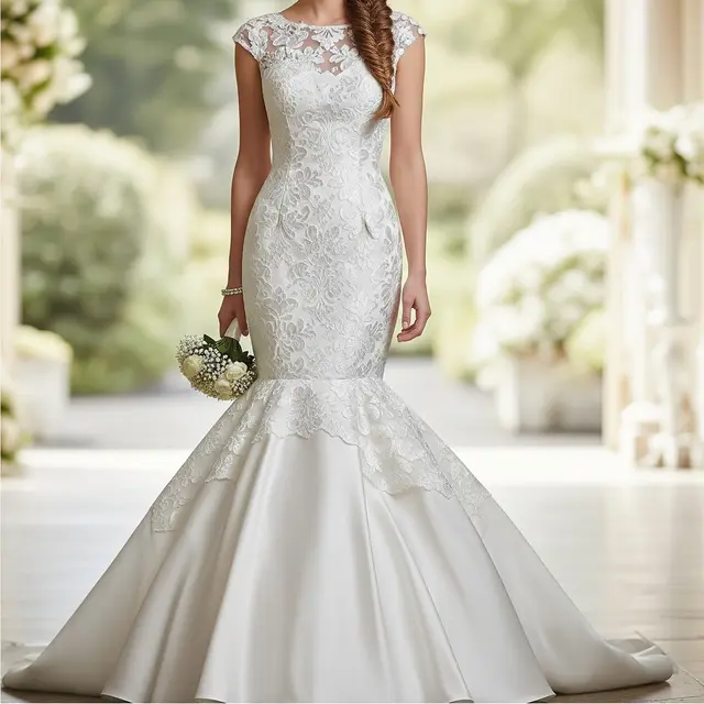 Model Baju Bridesmaid Duyung Brokat Kombinasi Satin