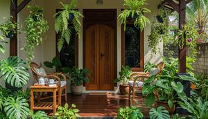 Desain Teras Sejuk dengan Tanaman Gantung. (Foto: AI)