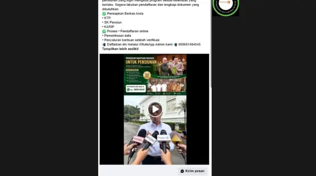 Hoaks Video Bantuan Dana Pensiunan Gunakan AI Marak Beredar, Simak Faktanya