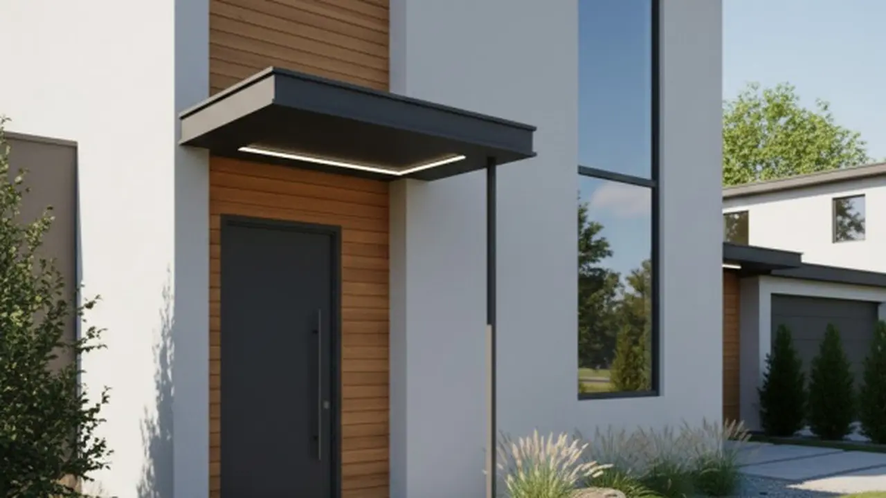 Gambar Model Depan Rumah Minimalis Pintu Utama Menghadap Samping/ Ilustrasi AI