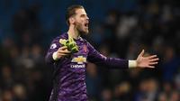David De Gea (Manchester United) - Setelah bermain untuk Atletico Madrid, De Gea hijrah ke Manchester United pada tahun 2011. Saat ini De Gea memiliki harga transfer senilai 40 juta euro. (AFP/Oli Scarff)