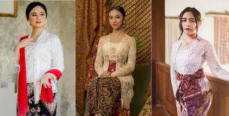 Penampilan Tissa Biani yang mengenakan kebaya kutubaru warna putih dan selendang warna merah beri vibes elegan bak ibu pejabat. [@tissabiani]