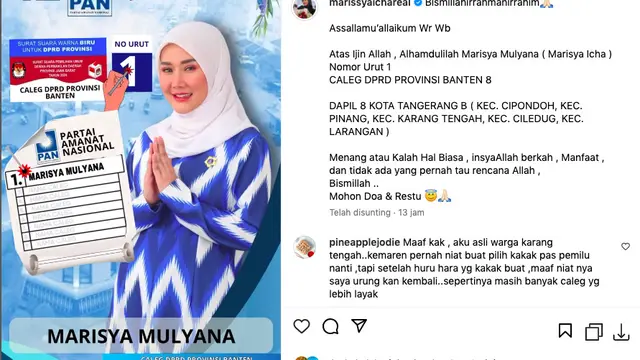Marissya Icha Unggah Foto Kampanye, Warganet Malah Banjiri Kolom Komentar terkait Kasusnya Belakangan Ini