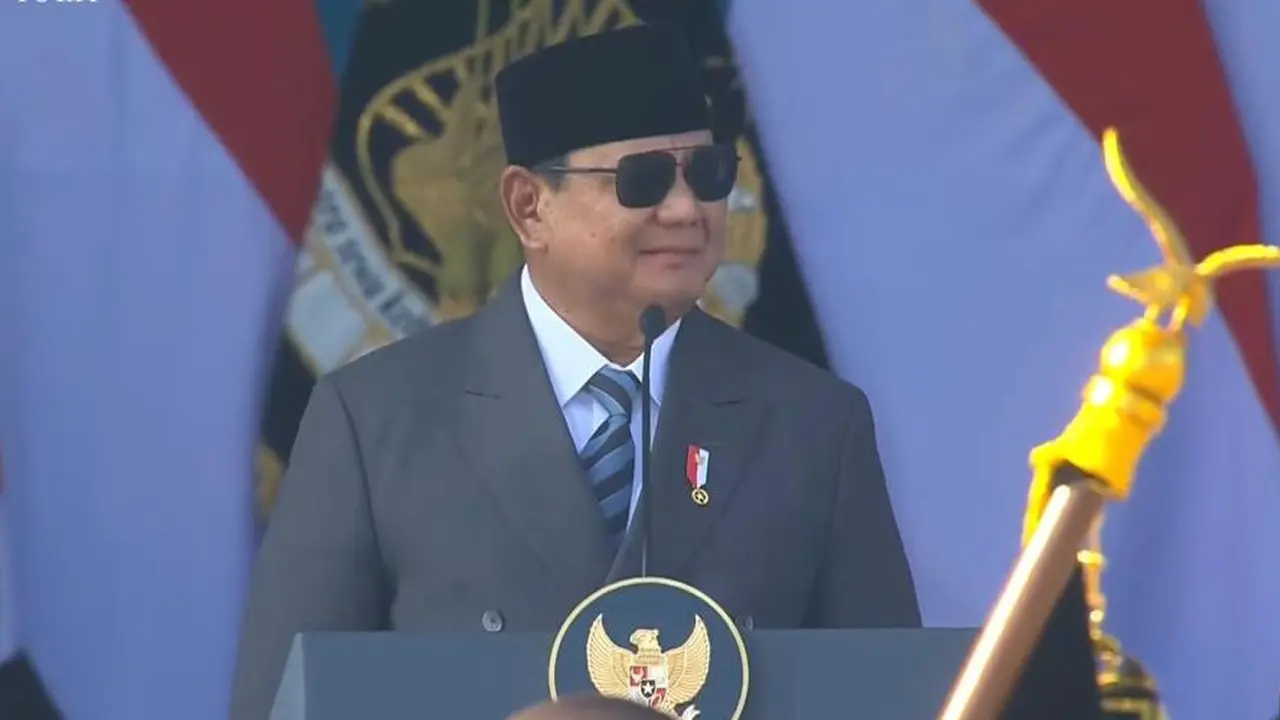Presiden Prabowo Subianto saat menghadiri HUT ke-80 Bhayangkara di Satlat Brimob Cikeas, Kabupaten Bogor, Jawa Barat.