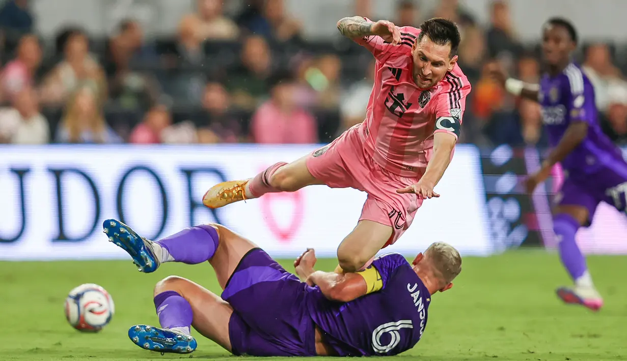 Nasib sial harus dialami oleh Lionel Messi dan kawan-kawan kala Inter Miami menjamu Orlando City dalam laga lanjutan Major League Soccer (MLS) 2026, Sabtu (02/05/2026) waktu setempat. (AP Photo/Chris Arjoon)