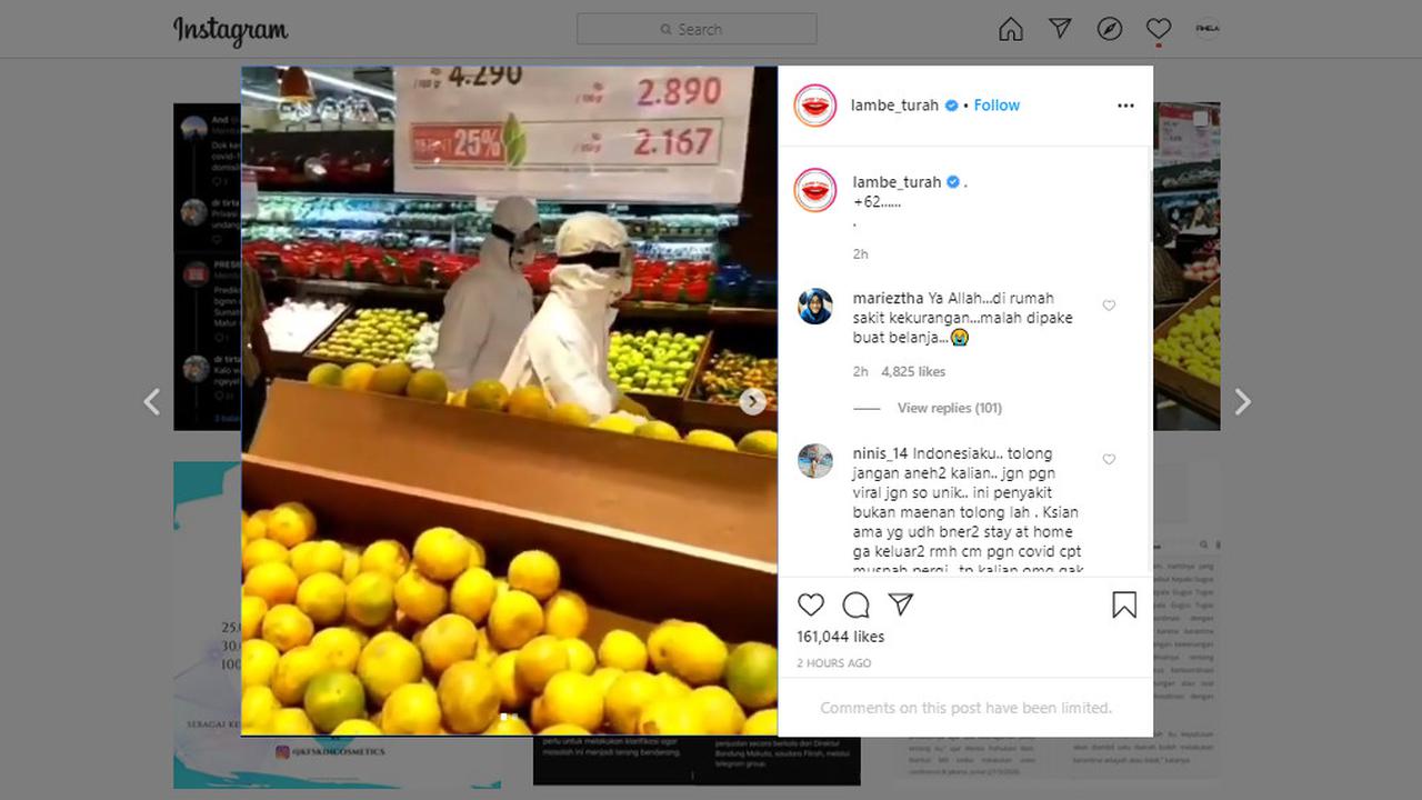 Viral 2 Orang Gunakan APD saat Belanja di Supermarket