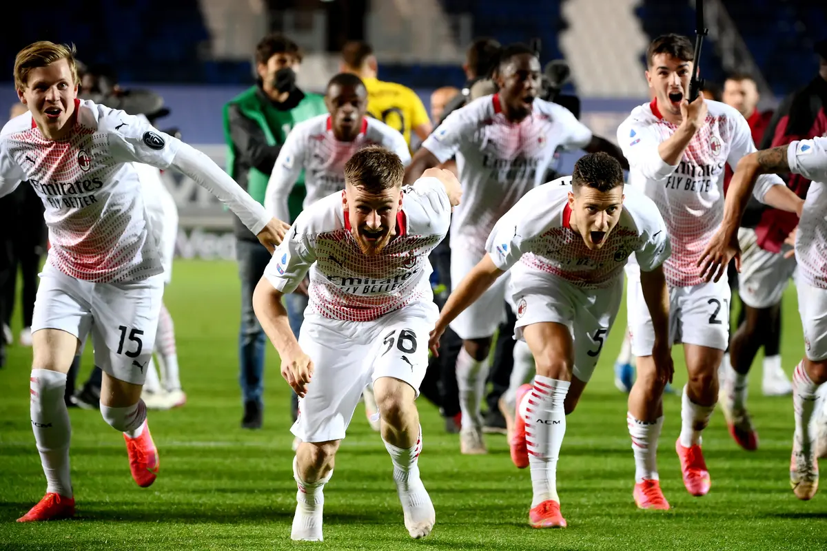 Kegembiraan Pemain AC Milan Rebut Tiket Liga Champions