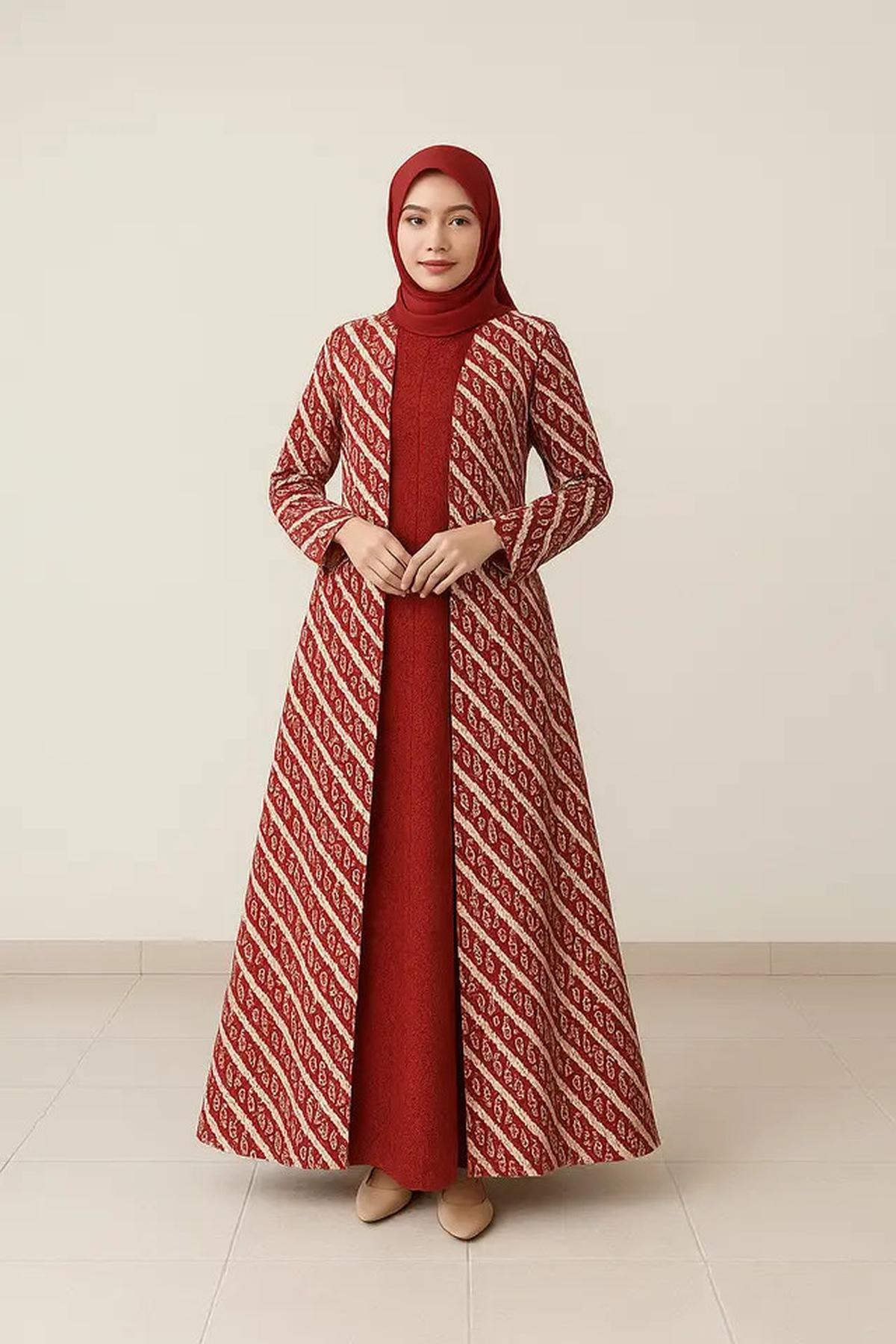 7 Model Gamis Brokat Kombinasi Outer Batik Panjang Tema 17 Agustus, Simpel dan Anggun di Perayaan HUT RI ke-80