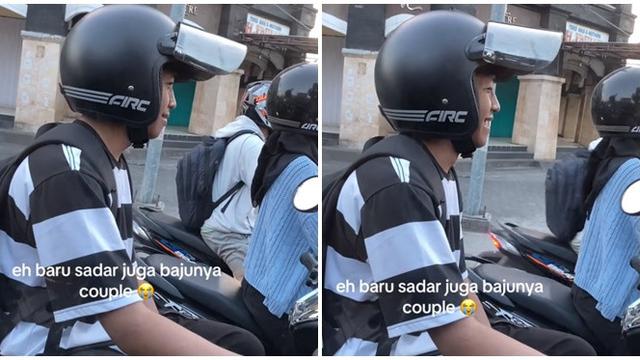 Viral Cowok Salting karena Pakai Baju Samaan di Lampu Merah, Ekspresinya Kocak