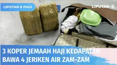 Terdapat tiga koper milik jemaah haji asal embarkasi Jakarta-Bekasi, terpaksa dibongkar karena diketahui membawa empat jeriken air zam-zam. Padahal, ketiga koper tersebut sebelumnya sudah melalui pemeriksaan sinar x di Bandara King Abdul Aziz, Jeddah...