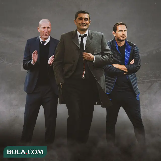 Ilustrasi - Zinedine Zidane, Ernesto Valverde, Frank Lampard