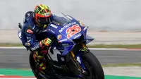 Pebalap Movistar Yamaha, Maverick Vinales, menyebut dirinya sudah mengalami kesulitan sejak awal start di MotoGP Catalunya sehingga tak mampu memberikan yang maksimal. (AFP/Lluis Gene)