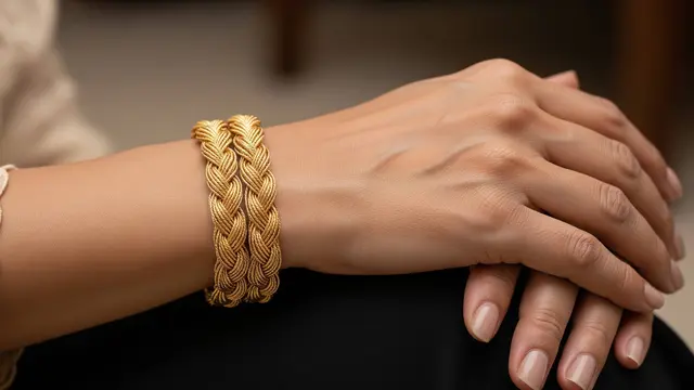 Model Gelang Emas Rantai Kepang Elegan untuk Usia 50 ke Atas