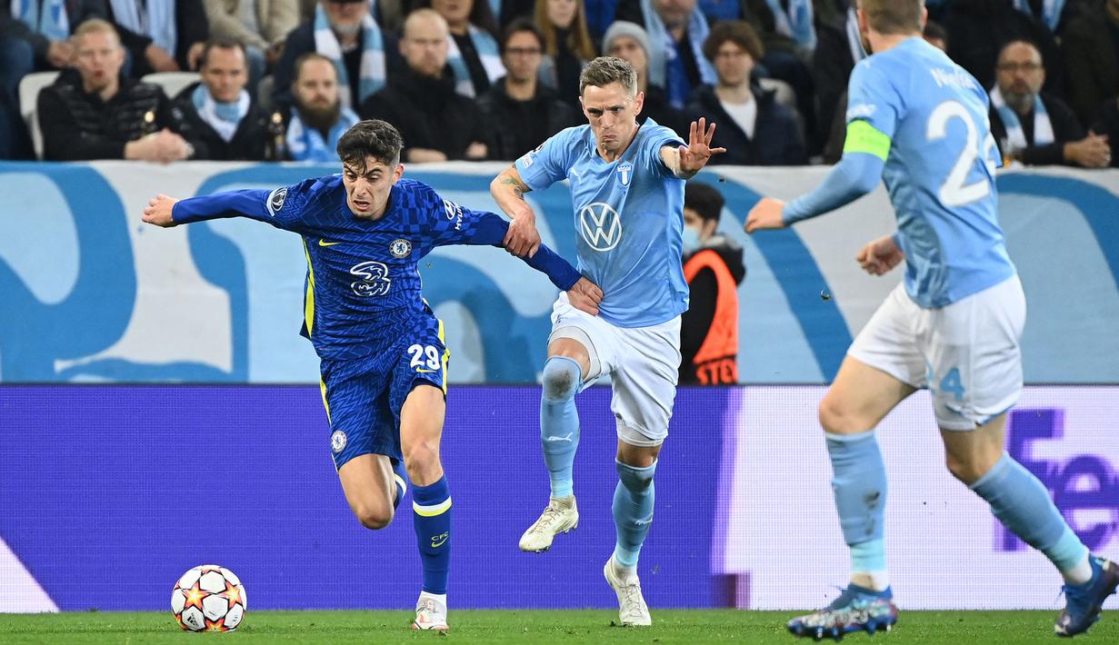 Hasil positif lainnya juga ditunjukkan oleh Chelsea saat lawatannya menuju markas Malmo FF dalam partai matchday keempat Grup H Liga Champions 2021/2022. (AFP/Jonathan Nackstrand)