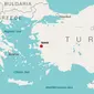Lokasi ledakan di dekat pengadilan Izmir, Turki. (Maps4news)