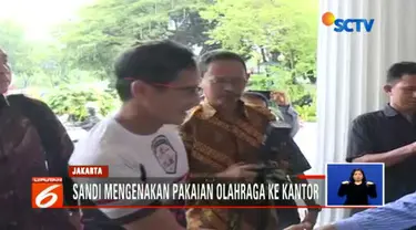 Wakil Gubernur DKI Jakarta, Sandiaga Uno masih enggan mengenakan ikat pinggang sesuai pergub pakaian dinas karena mengaku belum terbiasa.