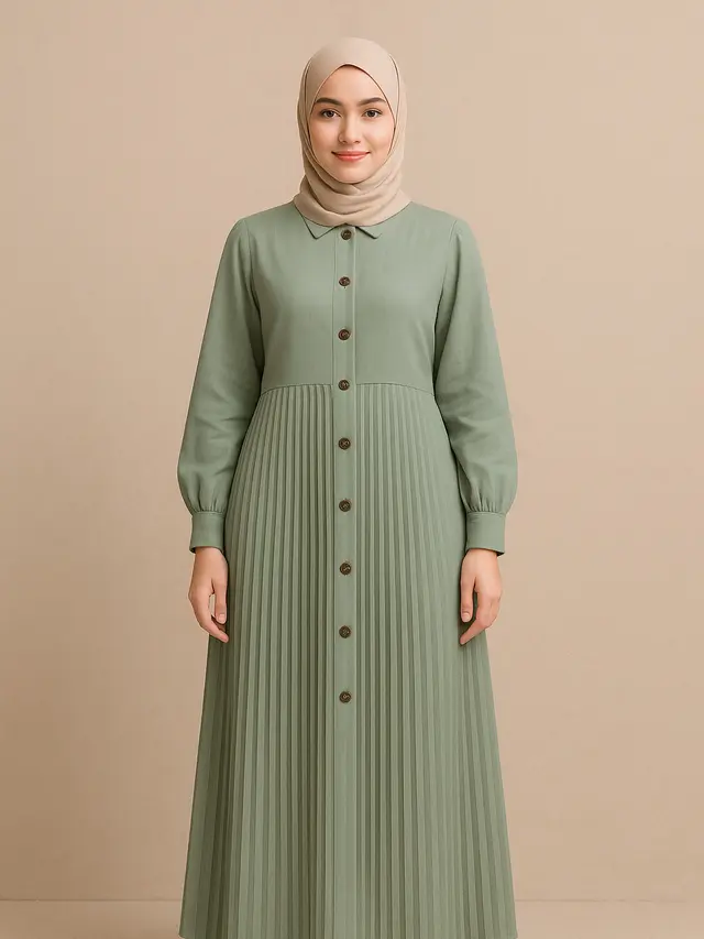Gamis Kombinasi Plisket untuk Outfit Sehari-hari (Foto: ChatGPT)